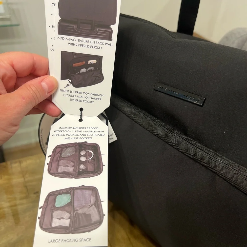 Men's Black boarding pass duffle Travel Bag suitcase